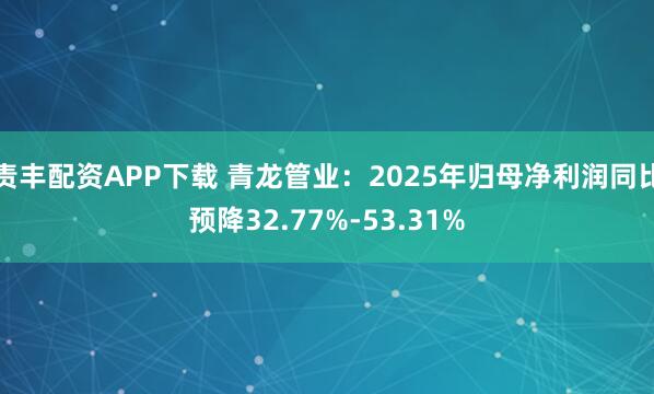 责丰配资APP下载 青龙管业：2025年归母净利润同比预降32.77%-53.31%