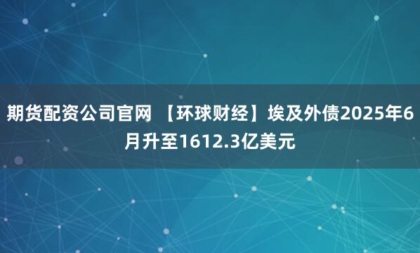 期货配资公司官网 【环球财经】埃及外债2025年6月升至1612.3亿美元